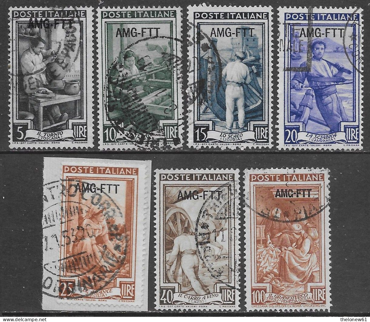 Italia Italy 1950 Trieste A Lavoro 7val Sa N.92,94,96-98,101,106 US - Used