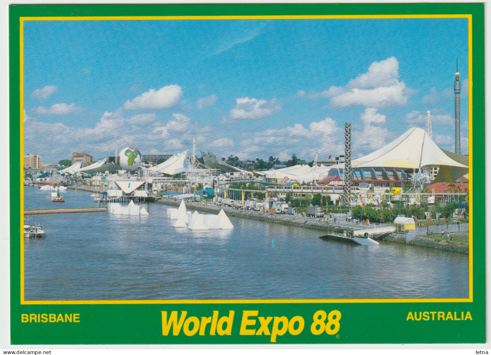 Australia QUEENSLAND QLD Panorama Expo 88 Site BRISBANE River Hughes EXPO9 Postcard 1988 - Brisbane