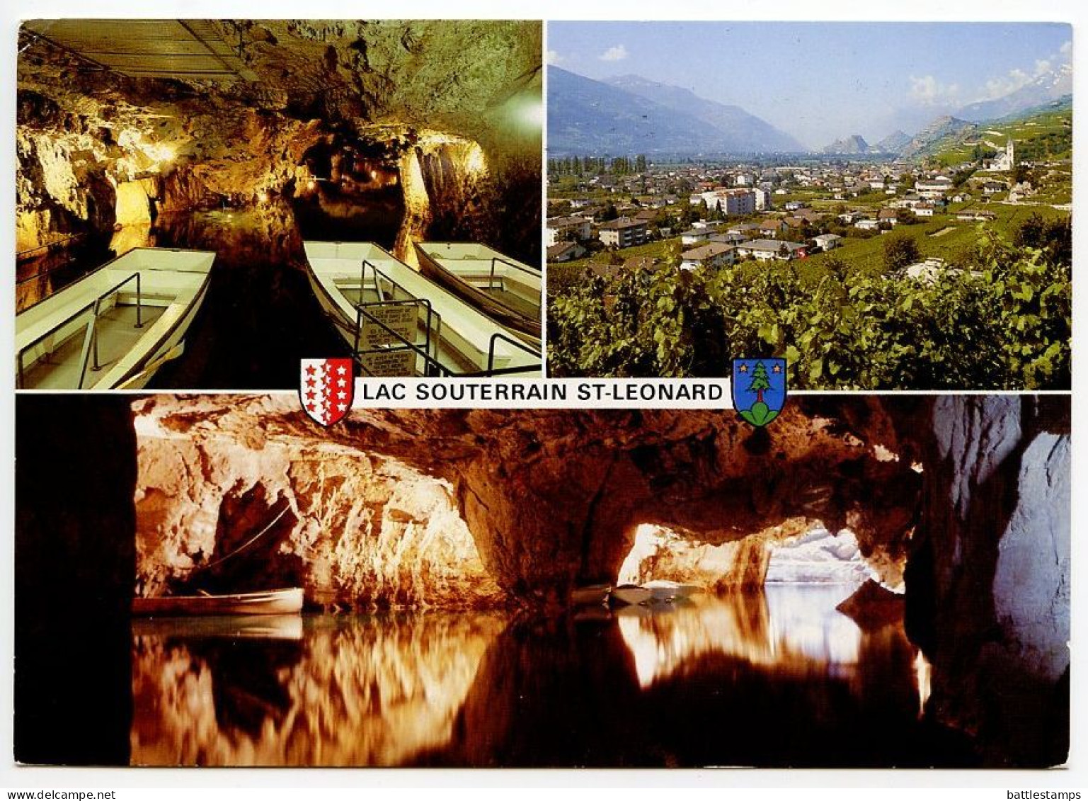 Switzerland 1987 Postcard Saint-Leonard - Le Lac Souterrain Le Plus Grand D'Europe; 80c. Postman Stamp - Saint-Léonard