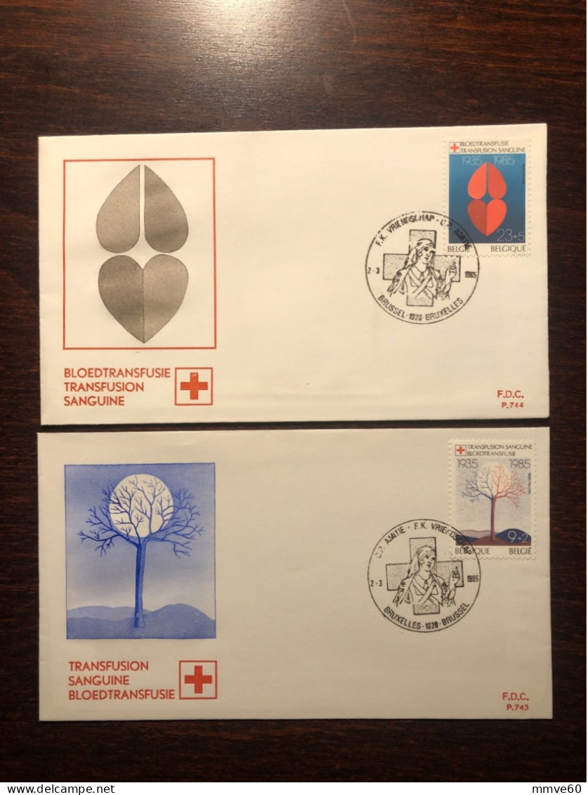 BELGIUM FDC COVER 1985 YEAR BLOOD DONATION DONORS HEALTH MEDICINE STAMPS - Cartas & Documentos