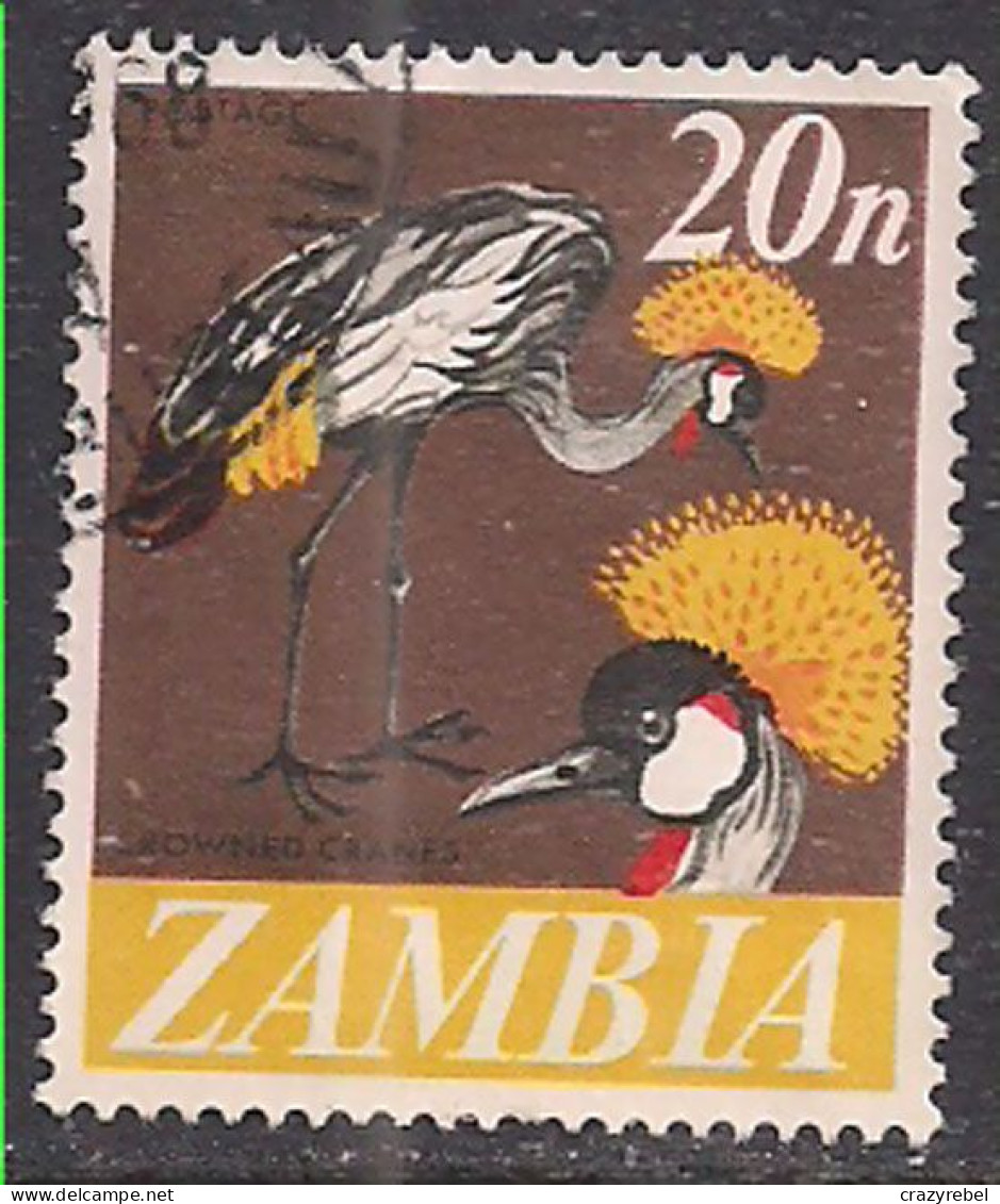 Zambia 1968 QE2 20n Crowned Cranes Used SG 136 ( M1359 ) - Zambia (1965-...)
