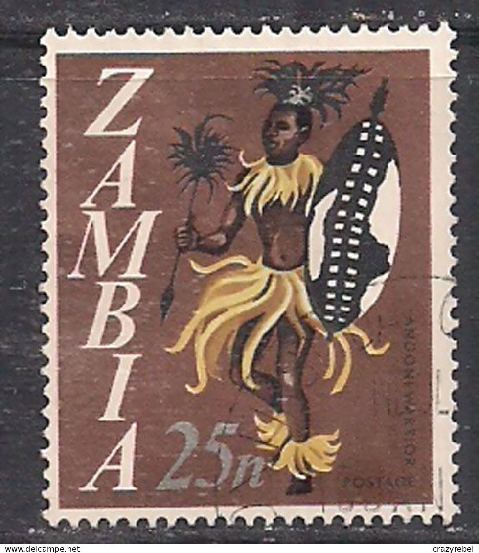 Zambia 1968 QE2 25n Man Dancing Used SG 137 ( M1025 ) - Zambia (1965-...)