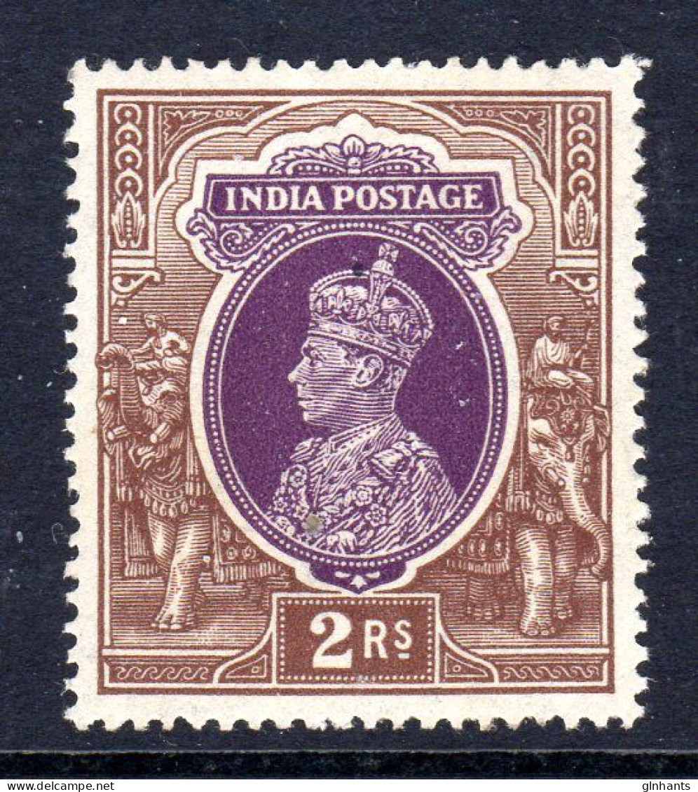 INDIA - 1937 KGVI DEFINITIVE 2R STAMP MOUNTED MINT MM * SG 260 (2 SCANS) - 1936-47 King George VI