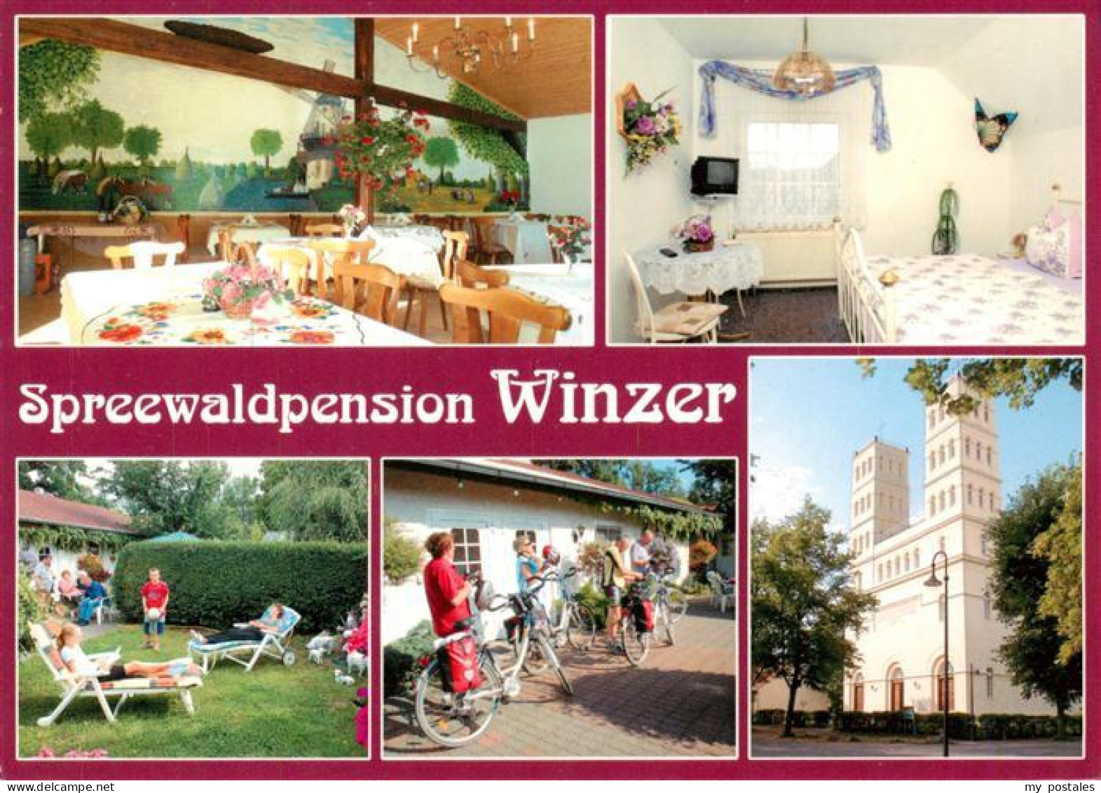 73916914 Straupitz Spreewaldpension Winzer Gastraum Zimmer Liegewiese Kirche - Straupitz