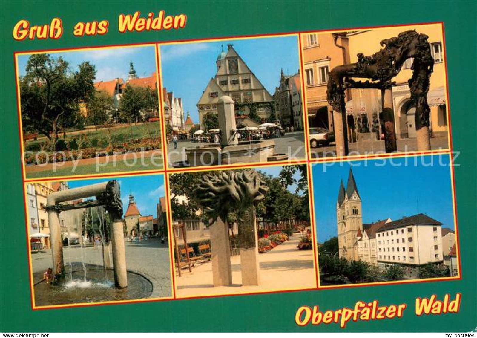 73735842 Weiden Oberpfalz Motive Ortszentrum Marktplatz Brunnen Plastik Kirche W - Weiden I. D. Oberpfalz