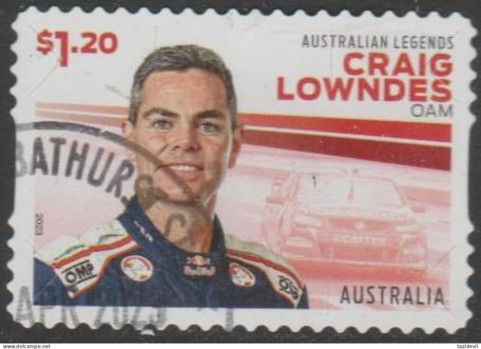 AUSTRALIA - DIE-CUT-USED 2023 $1.20 Legends Of Motor Sport - Craig Lowdens OAM - Gebruikt