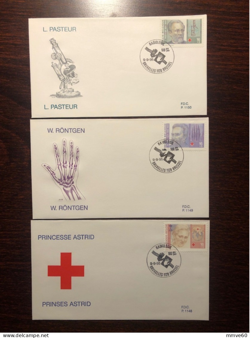 BELGIUM FDC COVER 1995 YEAR PASTEUR ROENTGEN RED CROSS HEALTH MEDICINE STAMPS - Covers & Documents