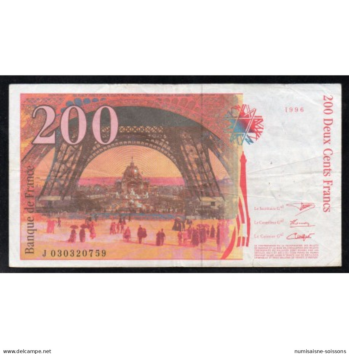 FAY 75/02 - 200 FRANCS EIFFEL 1996 -TYPE 1995 - PICK 159 - TB - 200 F 1995-1999 ''Eiffel''