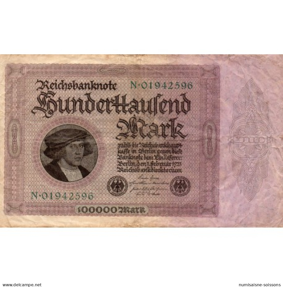 ALLEMAGNE - PICK 83 B - 100 000 MARK - 1.02.1923 - TB - Other & Unclassified