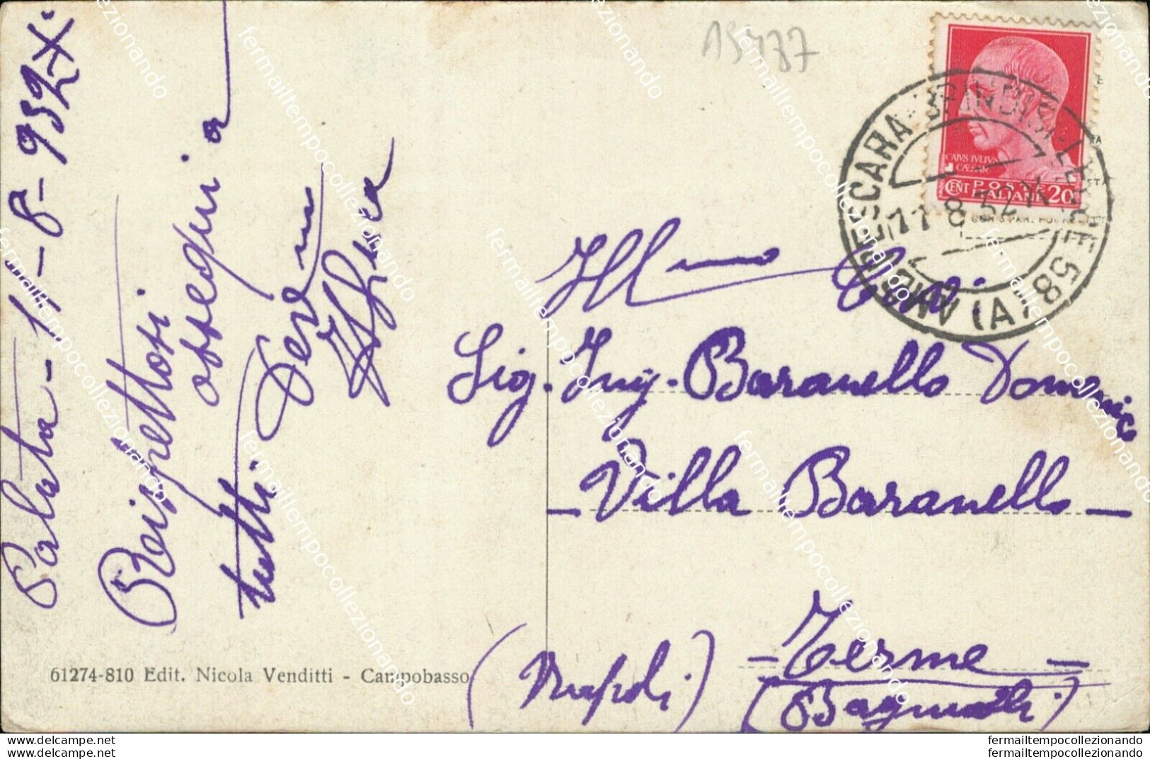 As487 Cartolina Campobasso Citta' Piazza G.pepe Corso V.emanuele 1932 - Campobasso