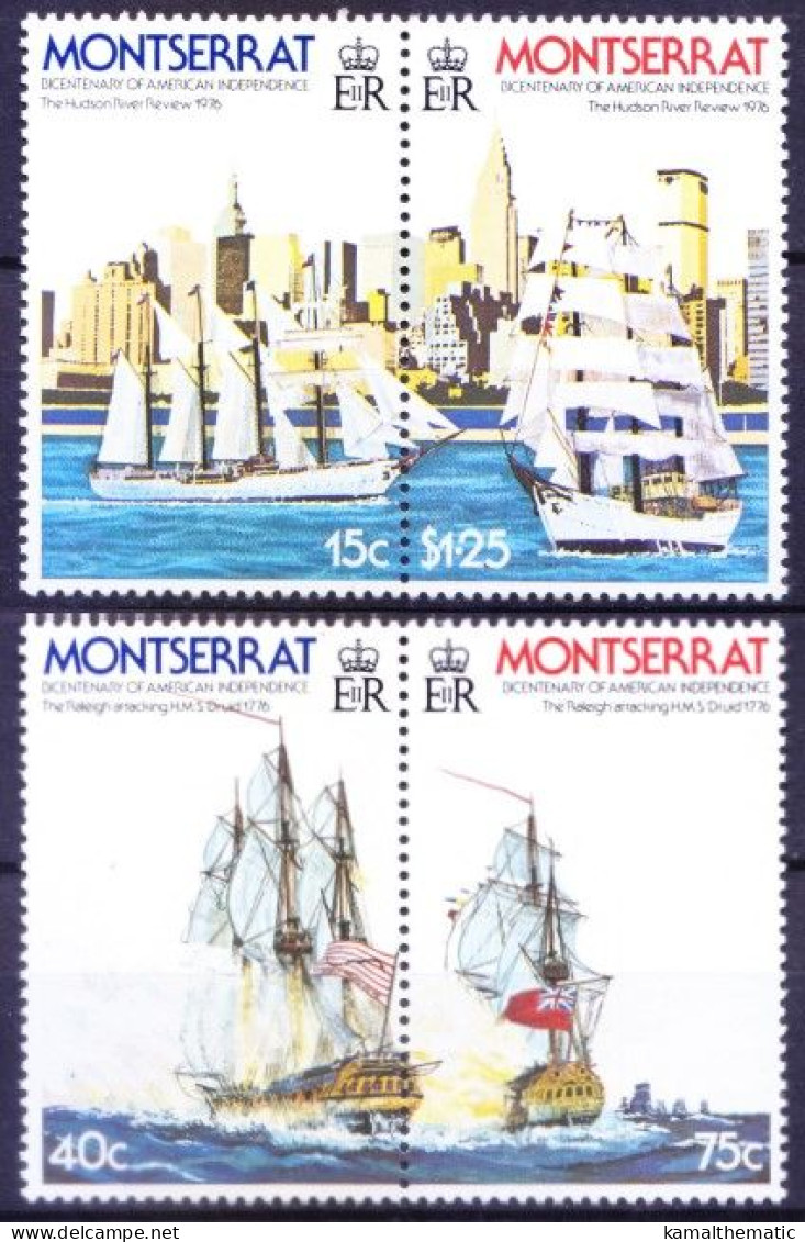 Montserrat 1976 Mint No Gum 4v, American Bicentennial, Sailing Ships - Indépendance USA