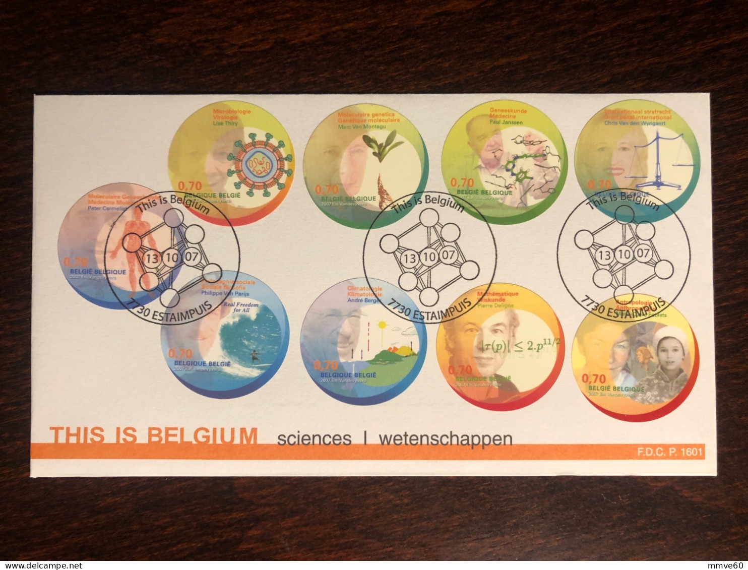 BELGIUM FDC COVER 2007 YEAR SCIENCES GENETICS MICROBIOLOGY VIROLOGY HEALTH MEDICINE STAMPS - Lettres & Documents