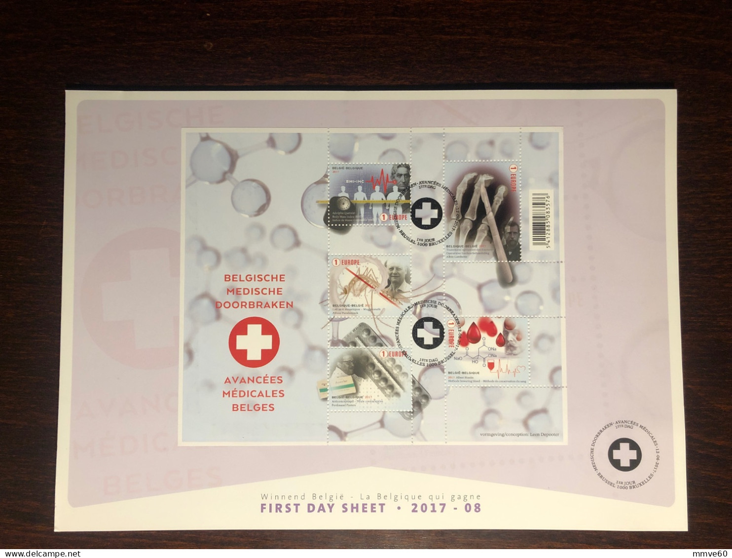 BELGIUM FDC SHEET  2017 YEAR MALARIA X-RAY BLOOD CONSERVATION RED CROSS HEALTH MEDICINE STAMPS - Lettres & Documents