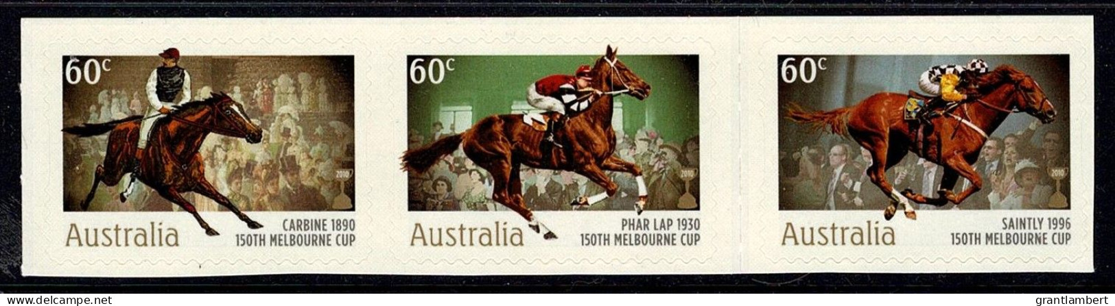 Australia 2010 Melbourne Cup Horses - Strip Of 3 Self-adhesives MNH - Neufs