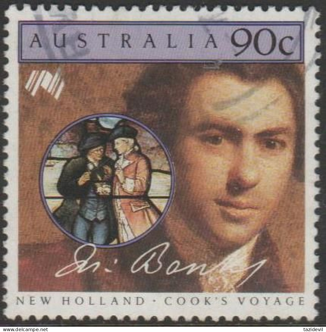 AUSTRALIA - USED - 1986 90c New Holland Cook's Voyage - Sir. Joseph Banks - Botanist - Oblitérés