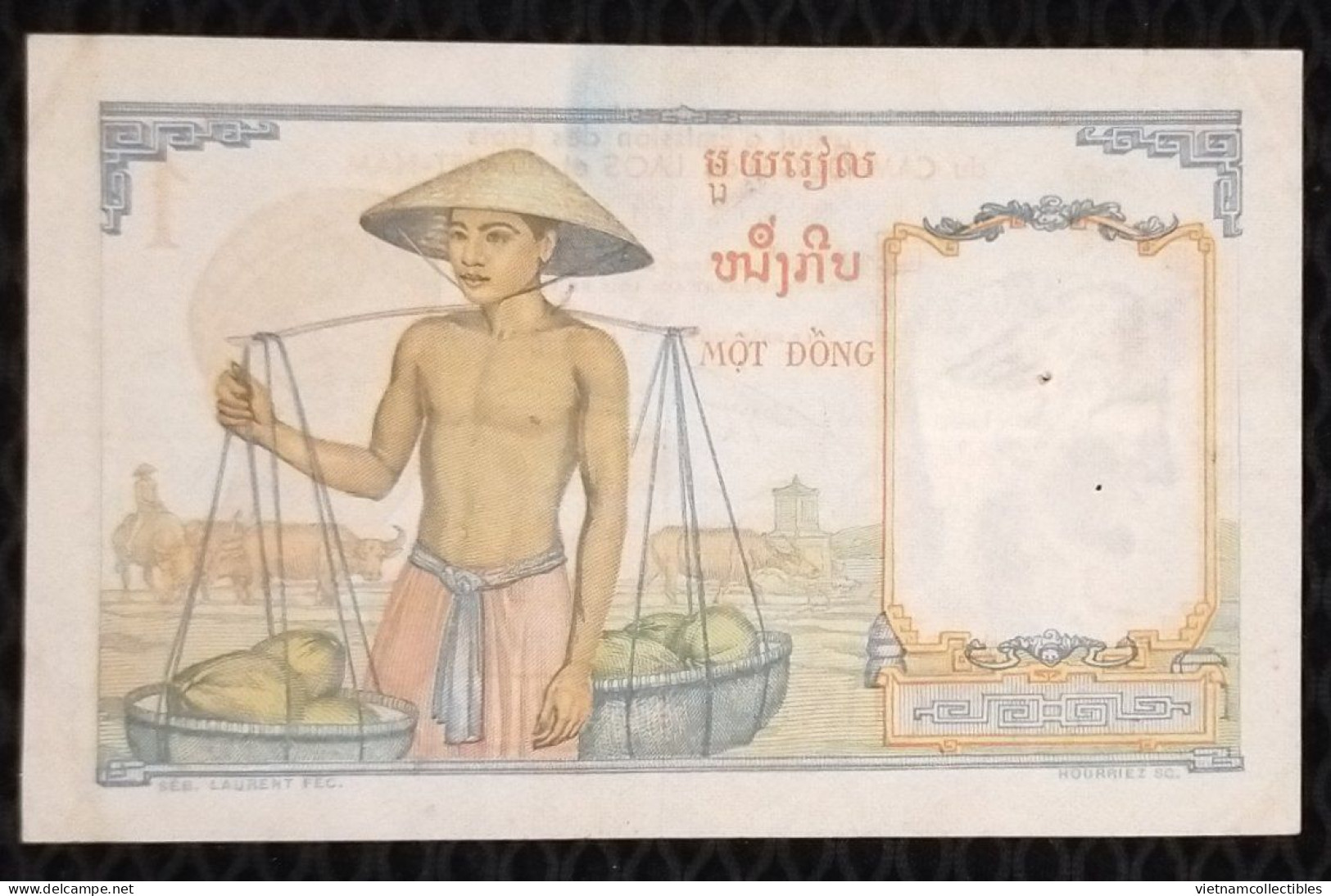 French Indochine Indochina Vietnam Viet Nam Laos Cambodia 1 Piastre EF Banknote Note 1953 - Pick # 92 / 2 Photos - Indochina