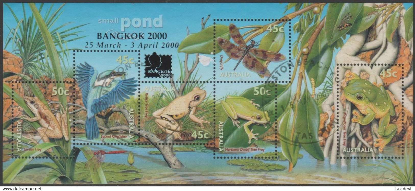 AUSTRALIA - USED - 1999 $2.80 Small Pond Souvenir Sheet Overprinted "Bangkok 2000" - Gebruikt