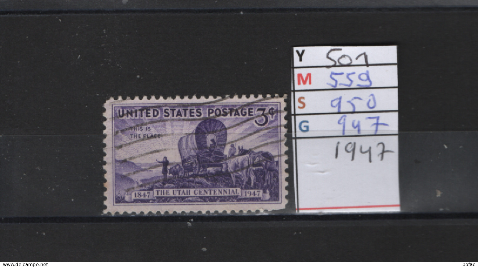 PRIX FIXE Obl  501 YT 559 MIC 950 SCO 947 GIB Mormons Et L'Utach Centenaire 1947  Etats Unis 58A/04 - Used Stamps