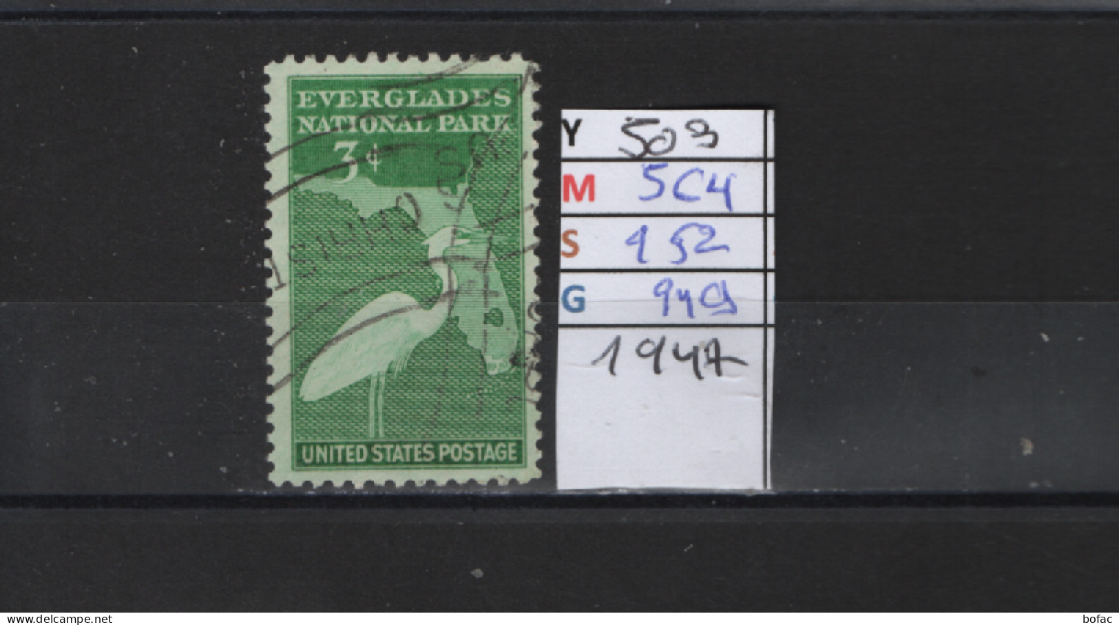 PRIX FIXE Obl  503 YT 564 MIC 952 SCO 949 GIB Everglades 1947  Etats Unis 58A/04 - Used Stamps