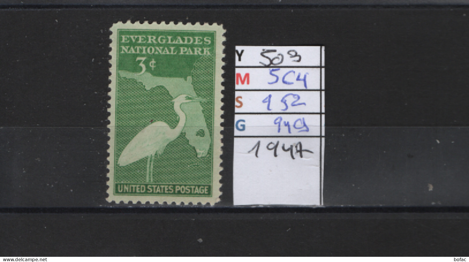 PRIX FIXE Obl  503 YT 564 MIC 952 SCO 949 GIB Everglades 1947  Etats Unis 58A/04 - Used Stamps