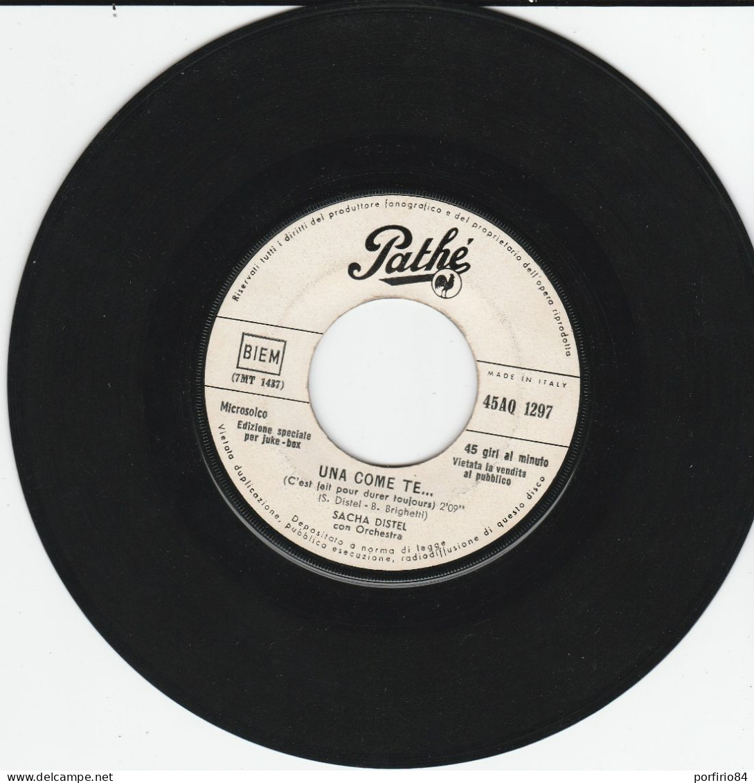 SACHA DISTEL 45 PROMO JB Del 1964 UNA COME TE / NON SO PIU' CHE SANTO PREGARE - Otros - Canción Italiana