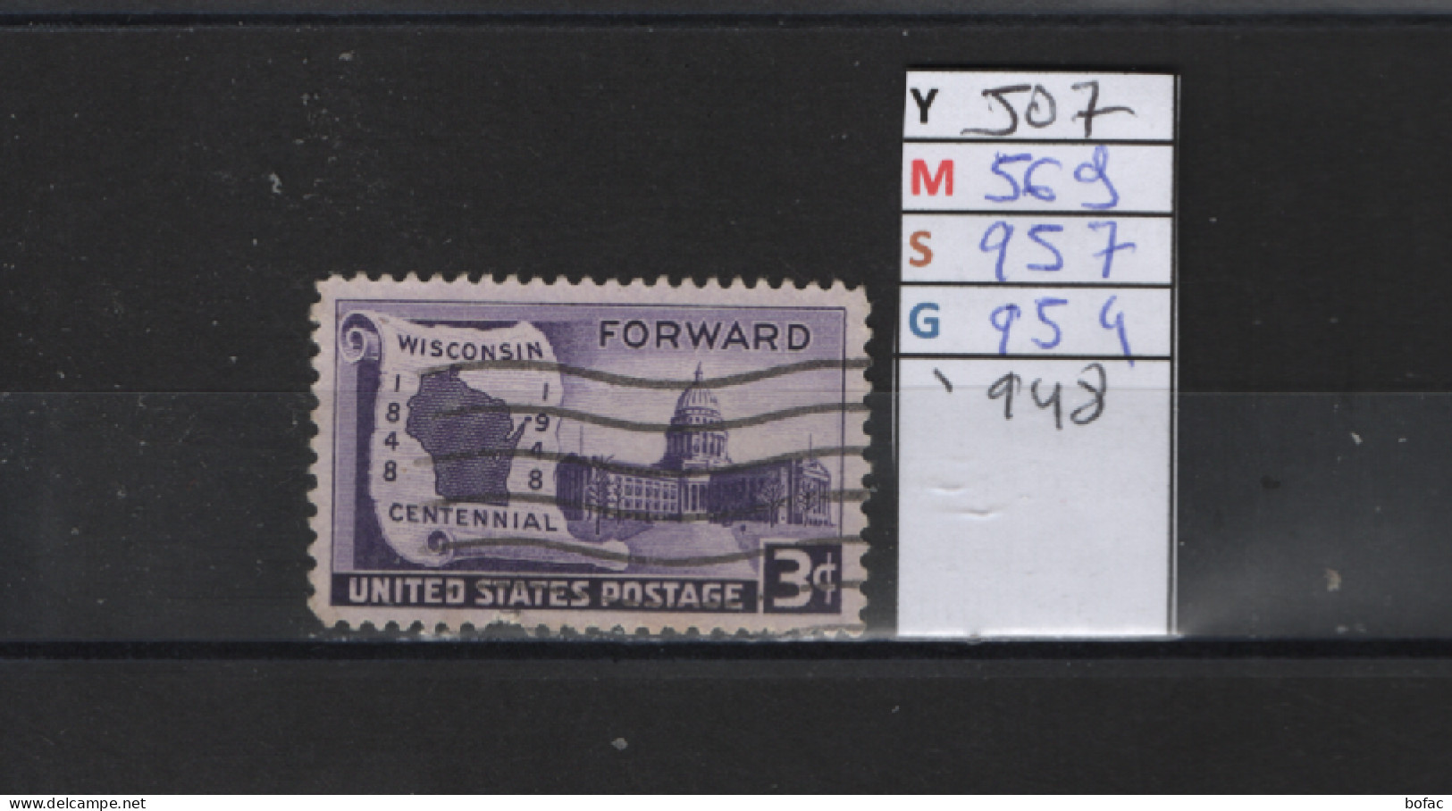 PRIX FIXE Obl 507 YT 569 MIC 957 SCO 954 GIB Capitole De Madisson  " Centenaire De L'état Du Wisconsin Etats Unis 58A/04 - Used Stamps