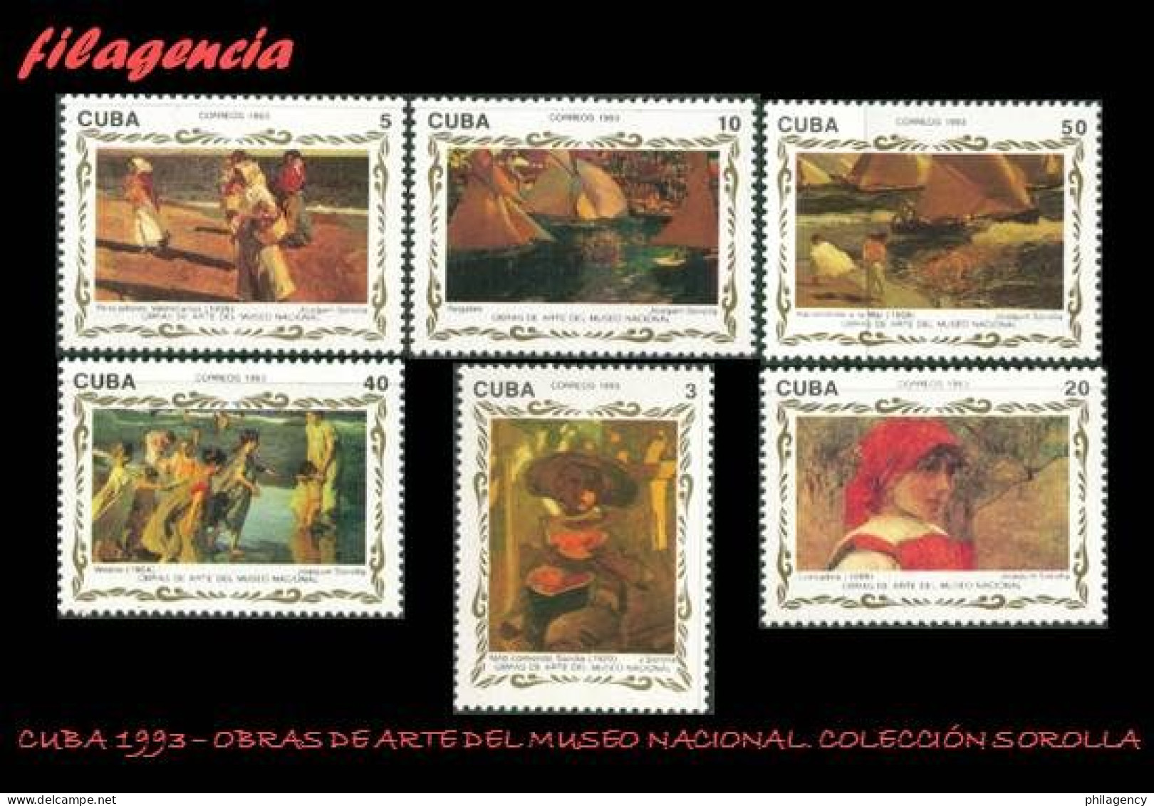 CUBA MINT. 1993-05 OBRAS DE ARTE DEL MUSEO NACIONAL. PINTURAS DE JOAQUÍN SOROLLA - Unused Stamps