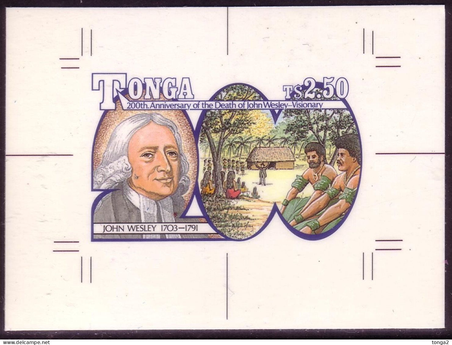 Tonga Cromalin Proof 1991 John Wesley Missionary Preaching Bible To Islanders - Details Below - 5 Exist - Tonga (1970-...)