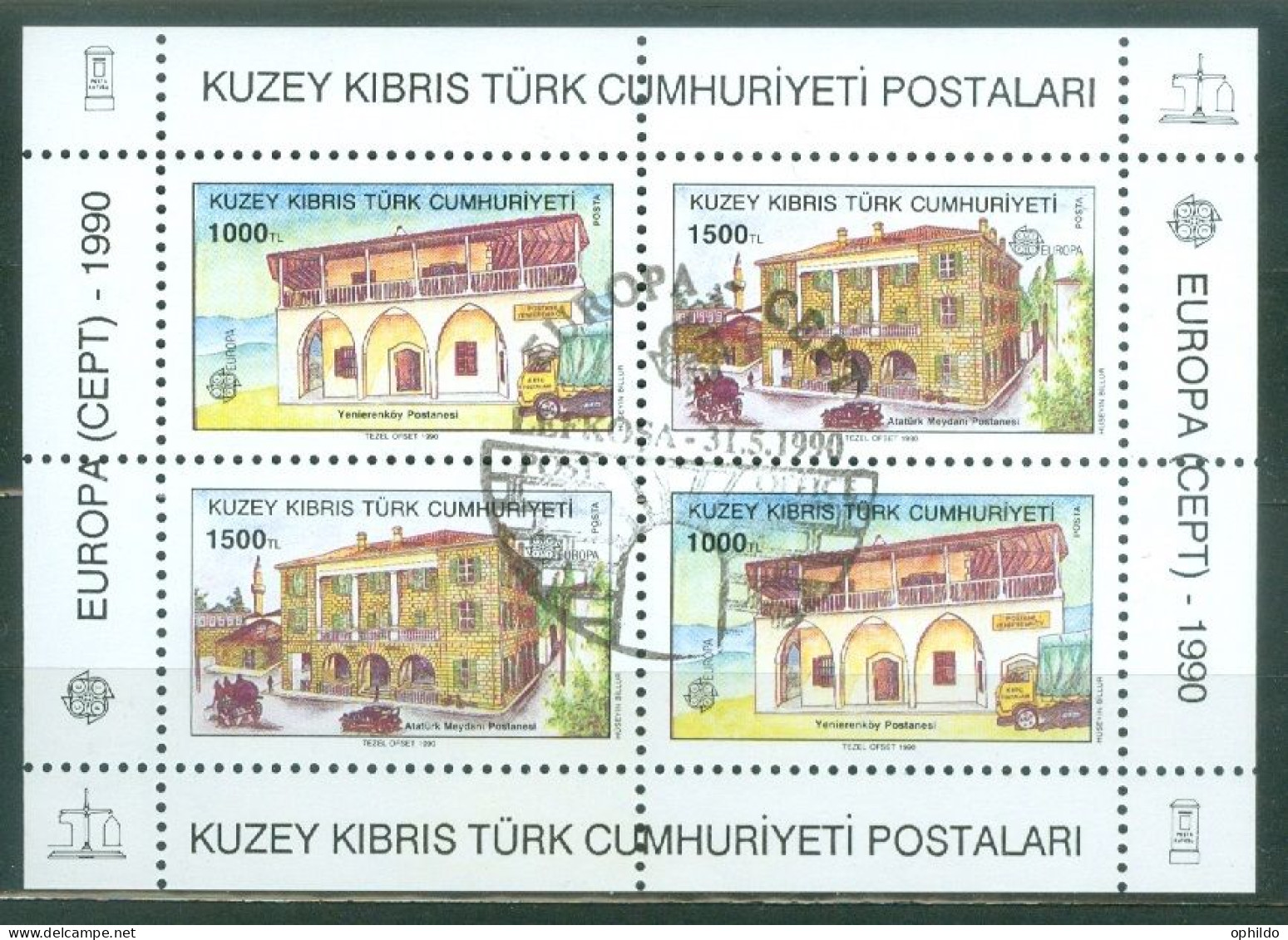 Turquie RTCN   Yv  BF 8  Ob  TB    Europa Batiment Postal    - Blocks & Kleinbögen