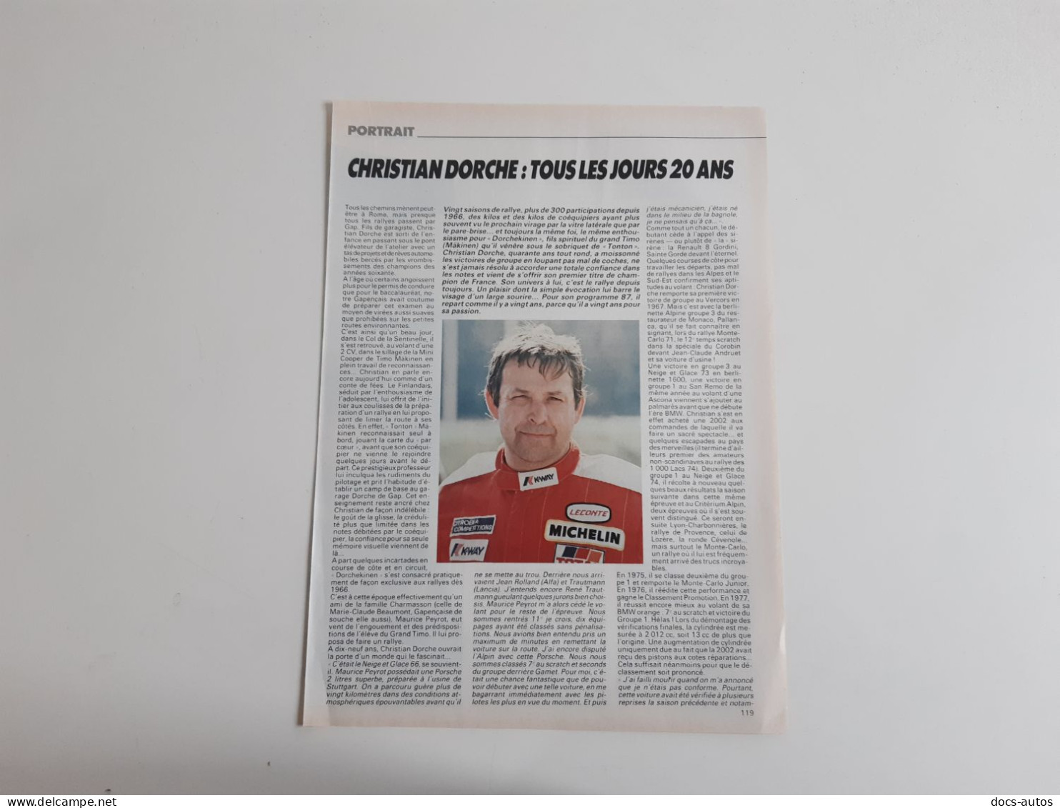 Christian Dorche Pilote De Rallye - Coupure De Presse Automobile - Other & Unclassified