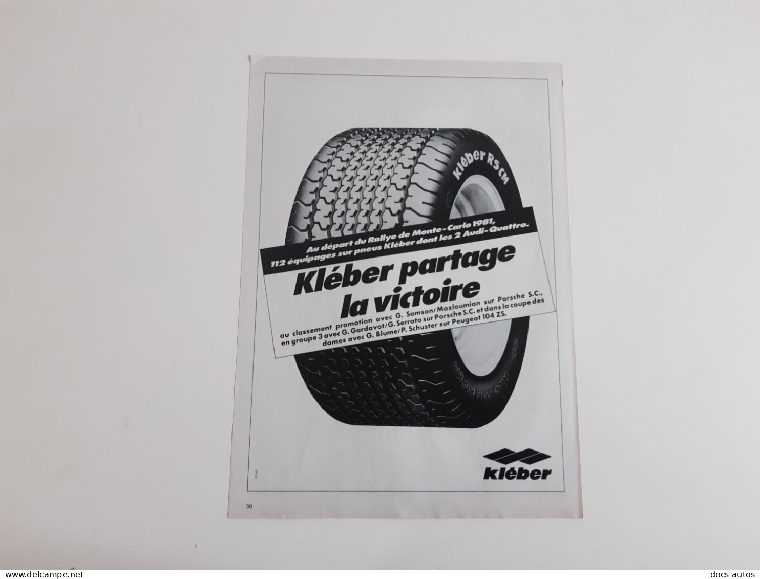 Pneu Kléber - Publicité De Presse Automobile - Autres & Non Classés