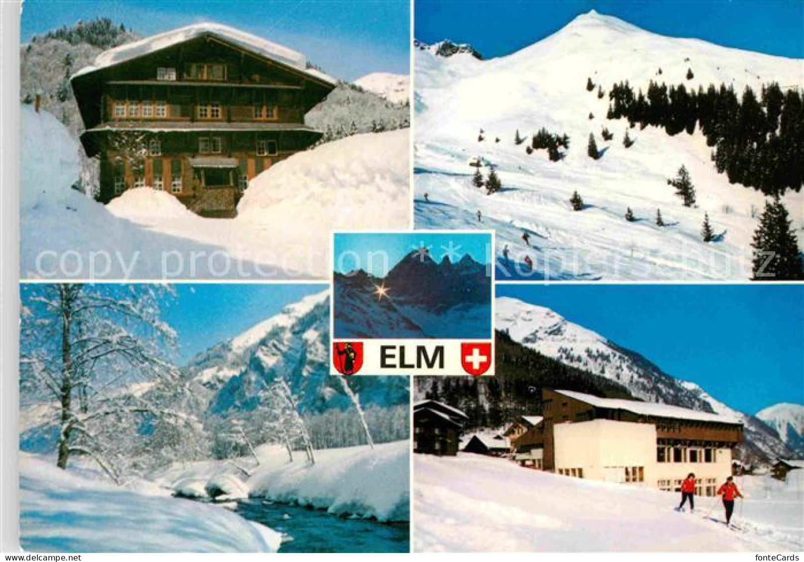 12678609 Elm GL Gemeindehaus Touristenunterkunft Winterpanorama Alpen Elm - Autres & Non Classés