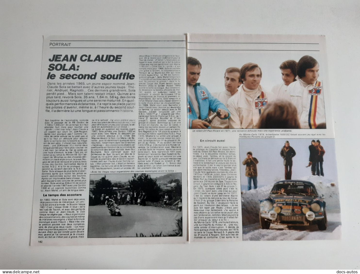 Jean Claude Sola Pilote De Course - Coupure De Presse Automobile - Sonstige & Ohne Zuordnung