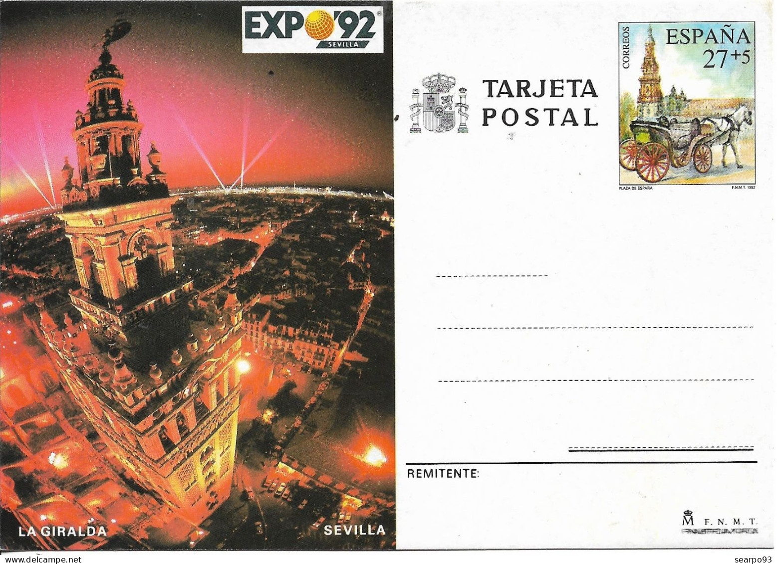 SPAIN. POSTAL STATIONERY. LA GIRALDA. SEVILLA - 1931-....