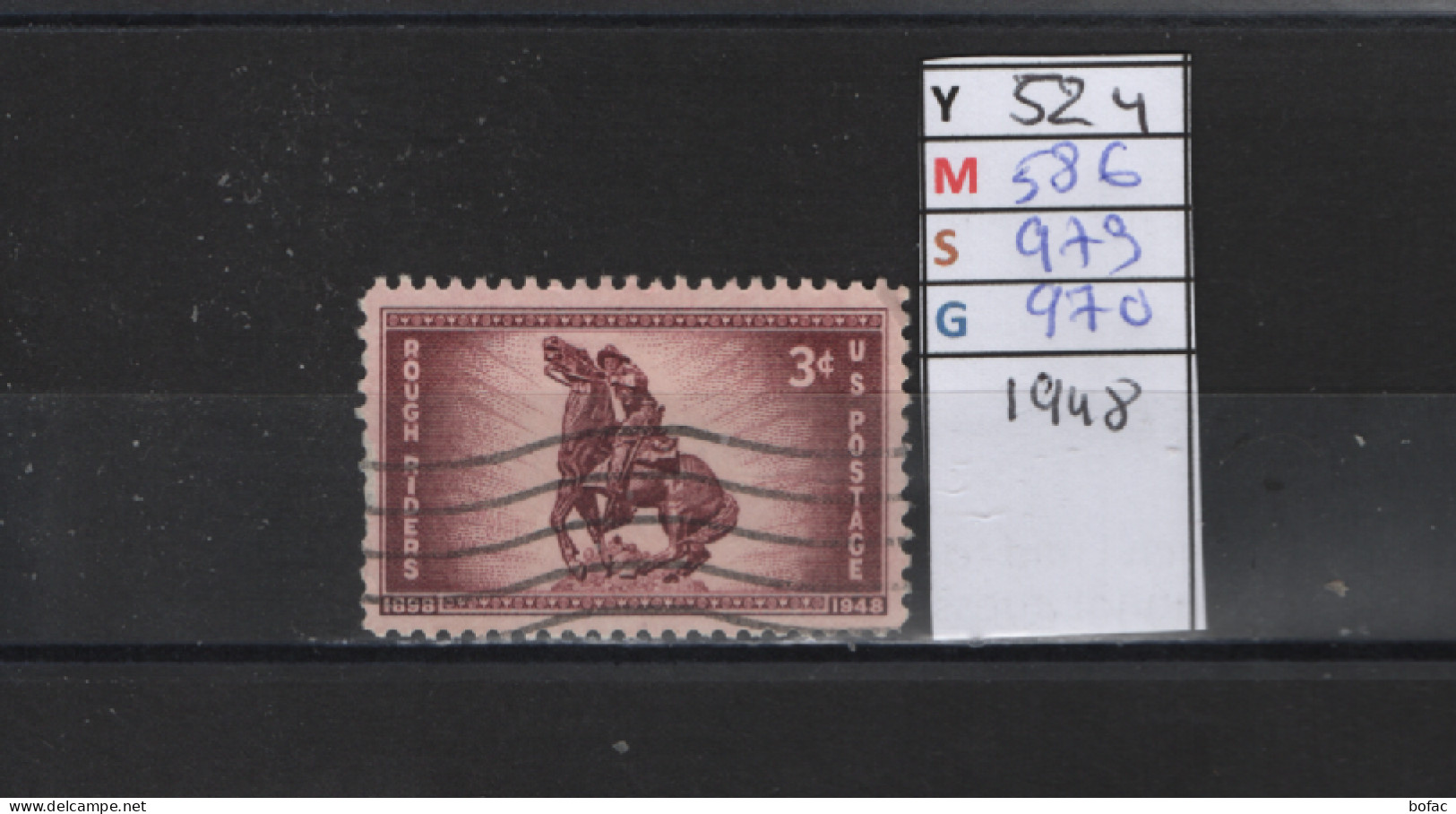 PRIX FIXE Obl  524 YT 586 MIC 973 SCO 970 GIB Rough Riders 1948 Etats Unis 58A/05 - Used Stamps