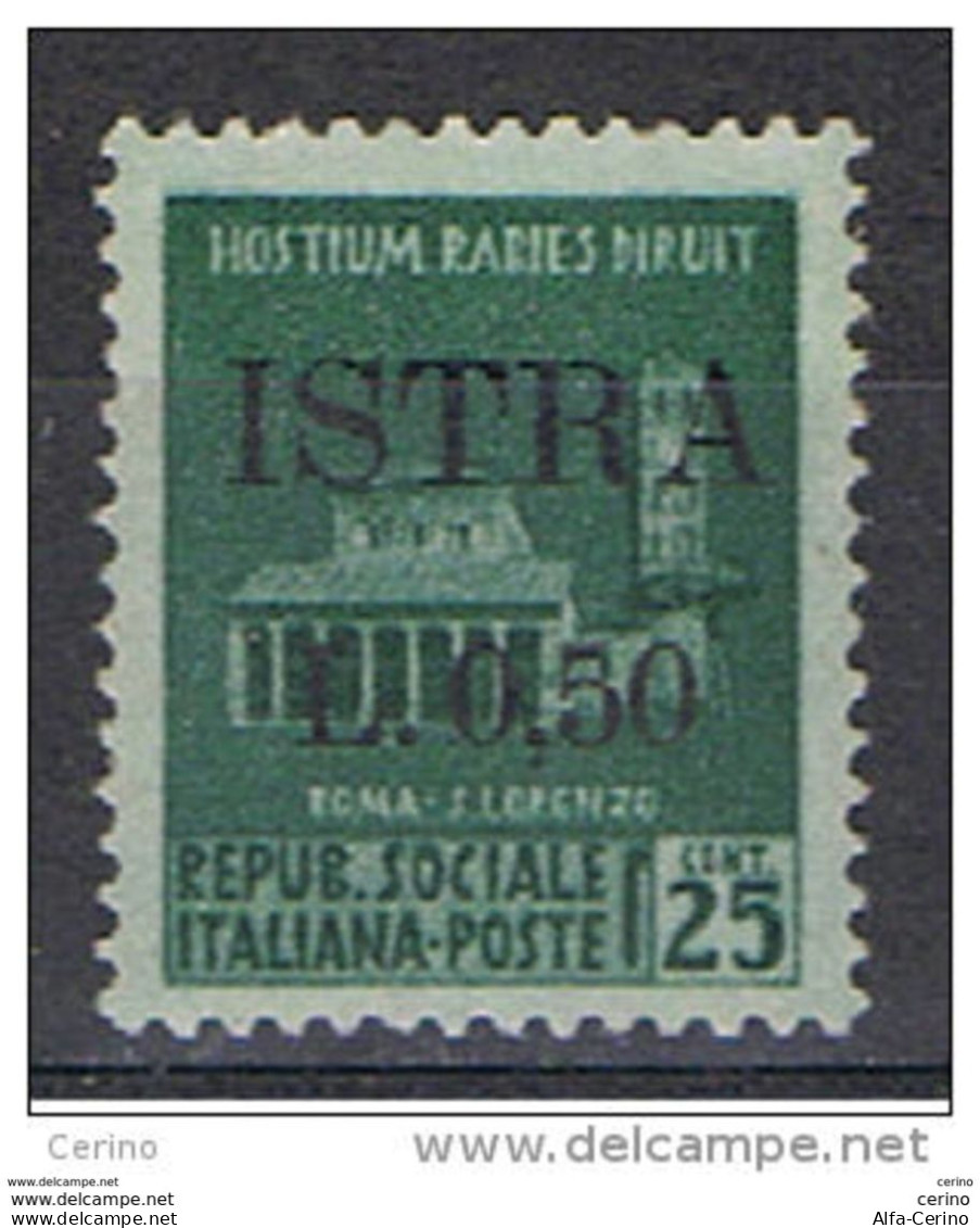 ISTRIA - OCCUPAZ. JUGOSLAVA:  1945  SOPRASTAMPATO  -  50 C./25 C. VERDE  N. -  SASS. 23 - Jugoslawische Bes.: Istrien