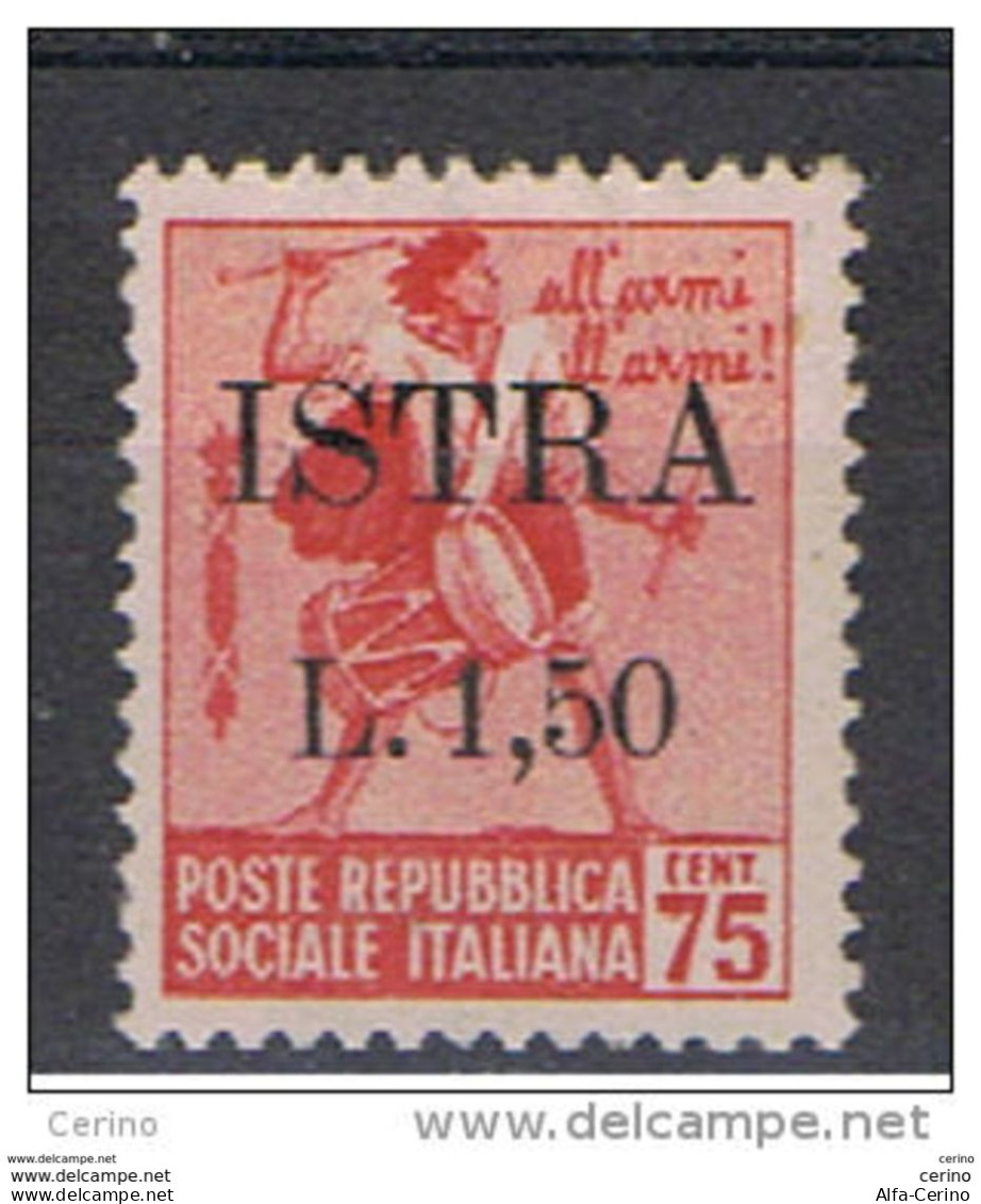 ISTRIA - OCCUPAZ. JUGOSLAVA:  1945  SOPRASTAMPATO  -  £. 1,50/75 C. ROSA  CARMINIO  N. -  SASS. 28 - Jugoslawische Bes.: Istrien