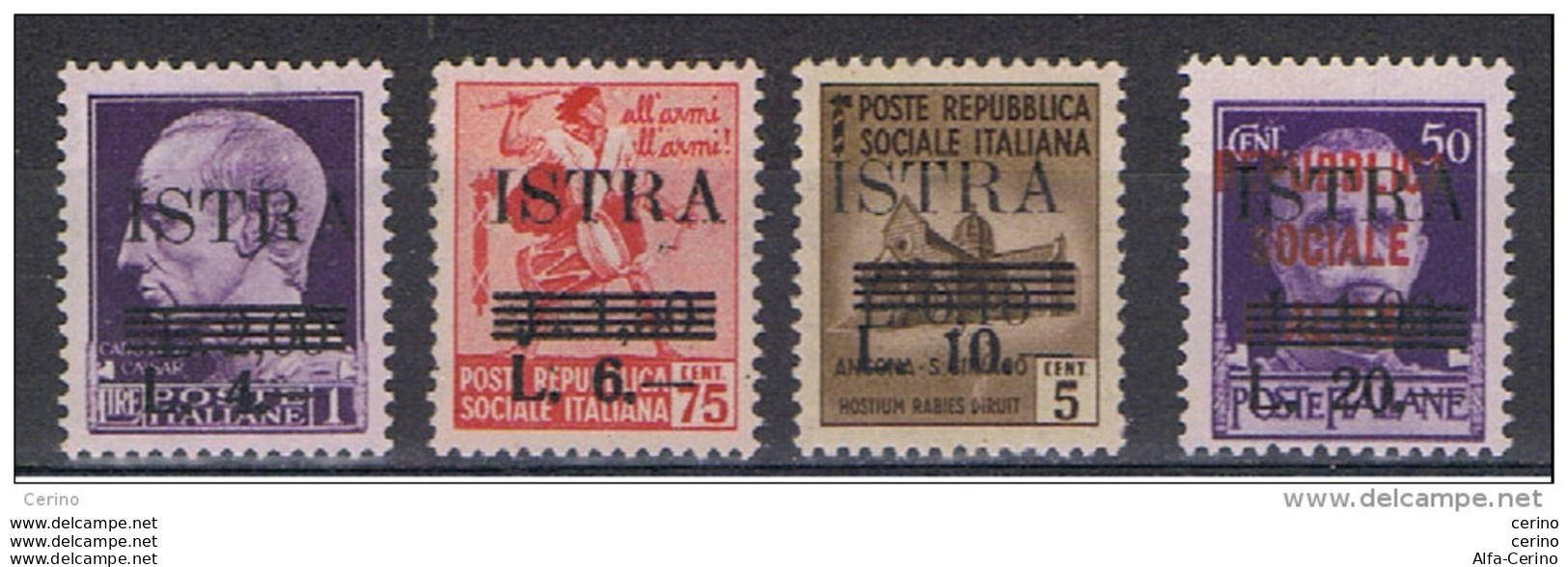 ISTRIA - OCC. JUGOSLAVA:  1945  SOPRSTAMPATI  -  S. CPL. 4  VAL. N. -  SASS. 37/40 - Jugoslawische Bes.: Istrien