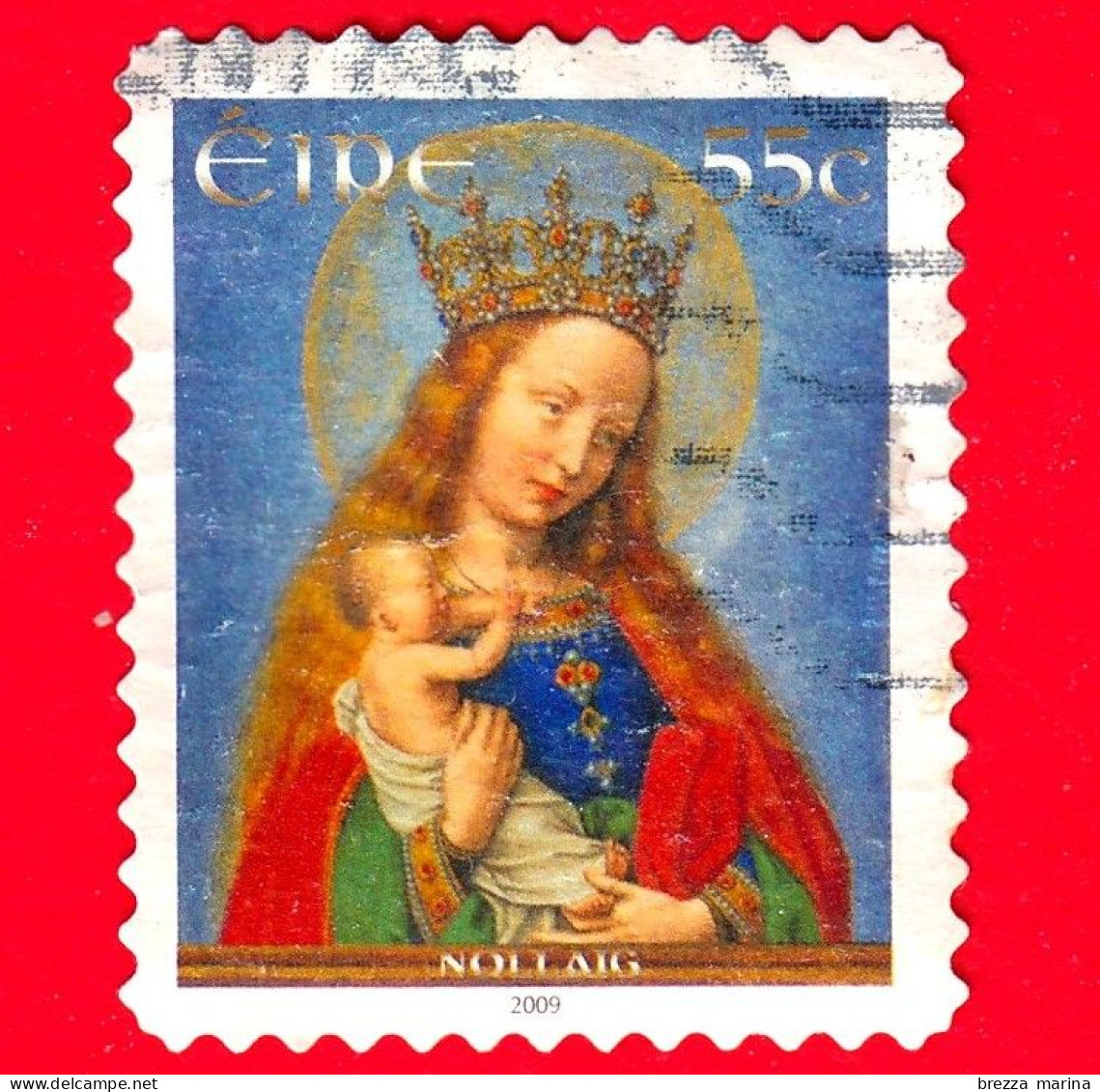 IRLANDA - Eire - Usato - 2009 - Natale - Vergine Col Bambino, Dipinto Di Simon Bening - 55 - Gebraucht