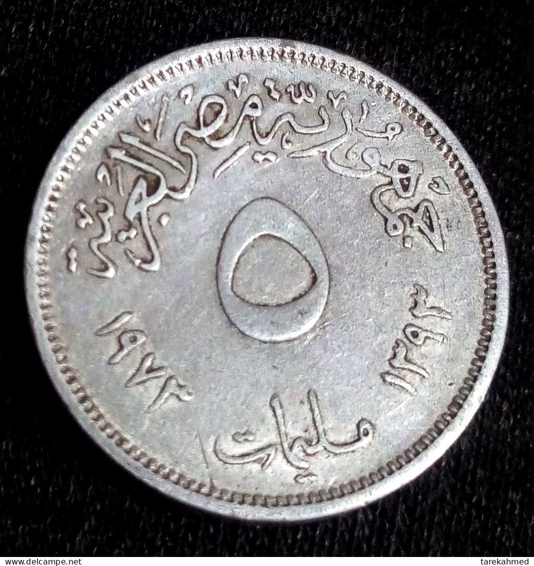 EGYPT, 5 Milliemes, Aluminum, F. A. O. Year 1973 (AH1393), KM A424 , Agouz - Egypte