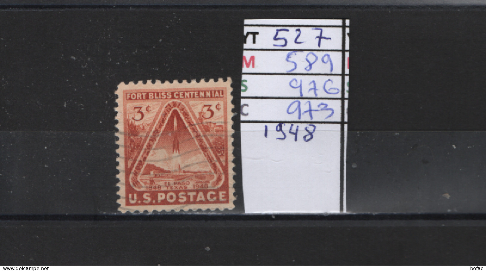 PRIX FIXE Obl  527 YT 589 MIC 976 SCOT 973 GIB Fort Bliss 1948 Etats Unis 58A/05 - Used Stamps