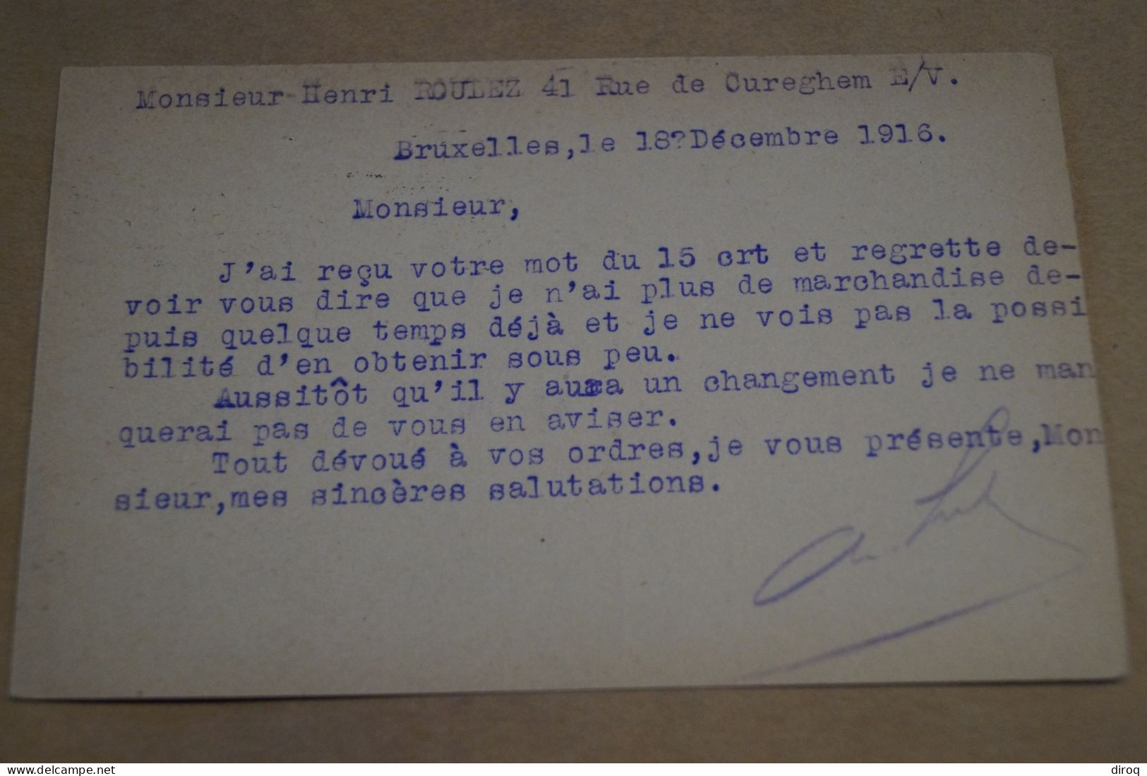 Guerre 14-18,bel Envoi ,1916,Belgique,censure Allemande,belle Oblitération Militaire - OC38/54 Belgian Occupation In Germany