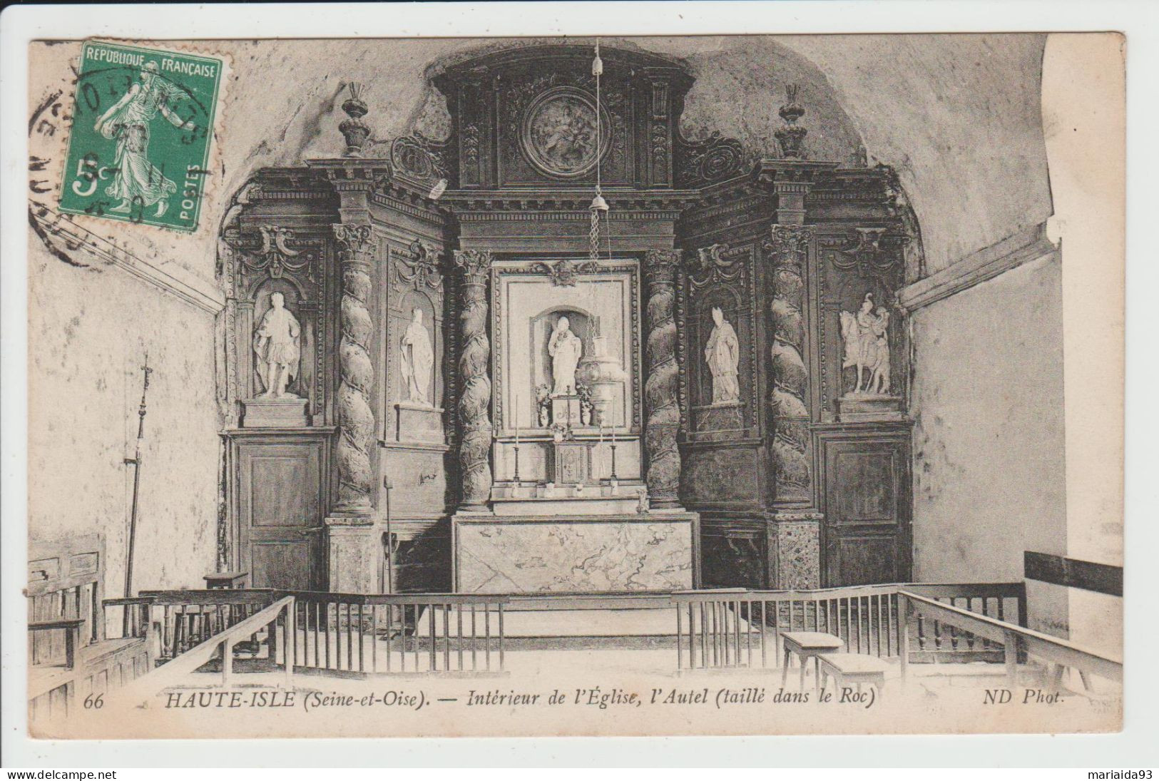 HAUTE ISLE - VAL D'OISE - INTERIEUR DE L'EGLISE - L'AUTEL TAILLE DANS LE ROC - Haute-Isle