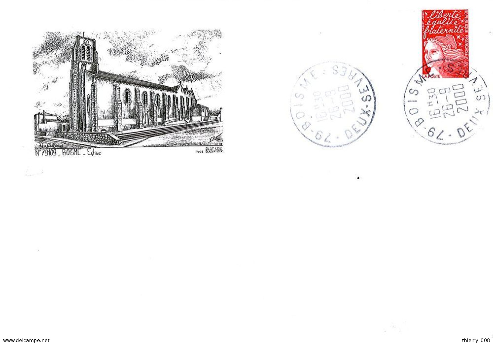 805  Enveloppe Illustrée  Ducourtioux  Boisme  79  Deux Sèvres  Eglise - Autres & Non Classés