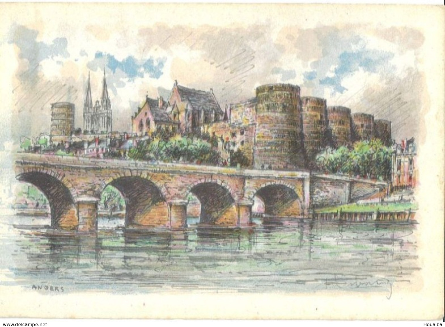 CPSM -  Illustrée Signée Barre-Dayez (Barday) - Angers Le Pont De La Basse Chaine Et Le Château - Barday