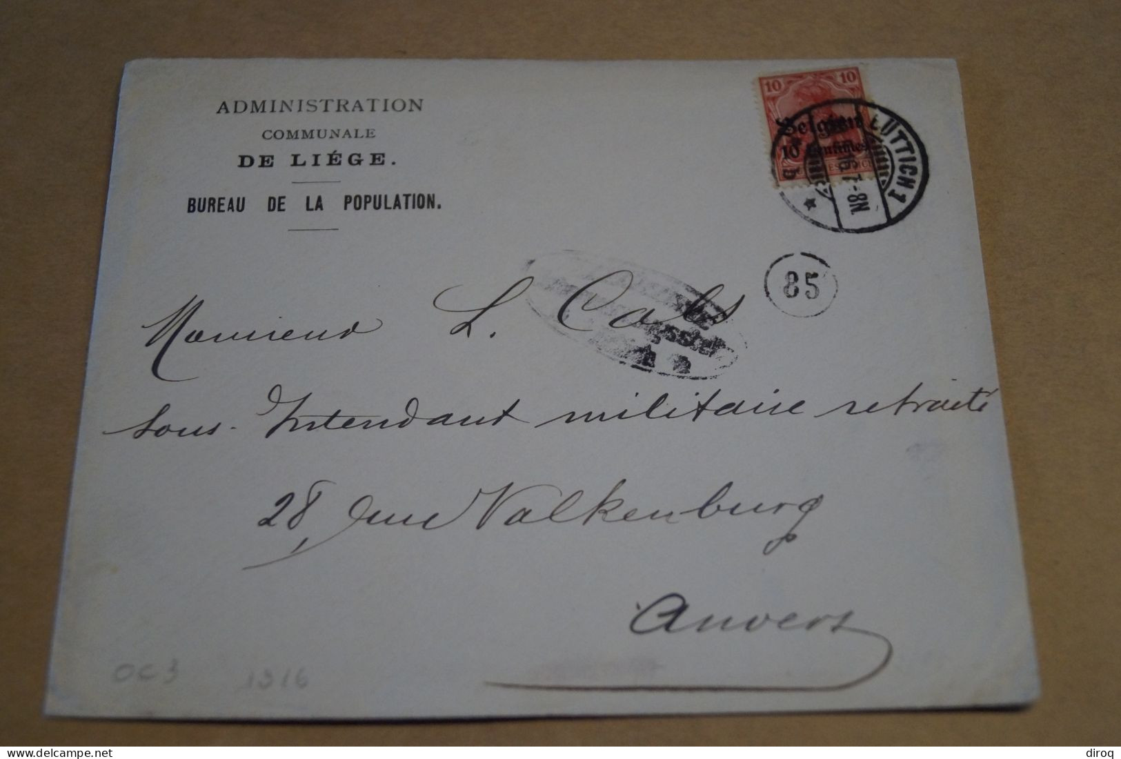 Guerre 14-18,bel Envoi Publicitaire,1916,occupation Allemande,belle Oblitération Militaire - OC38/54 Ocupacion Belga En Alemania