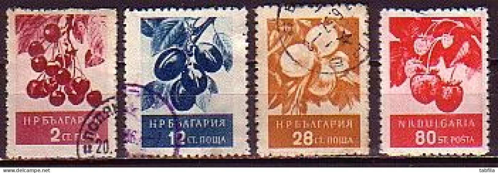 BULGARIA - 1956 - Fruits - Mi  990 / 93  Perf. L10 3/4 Rare - Variétés Et Curiosités