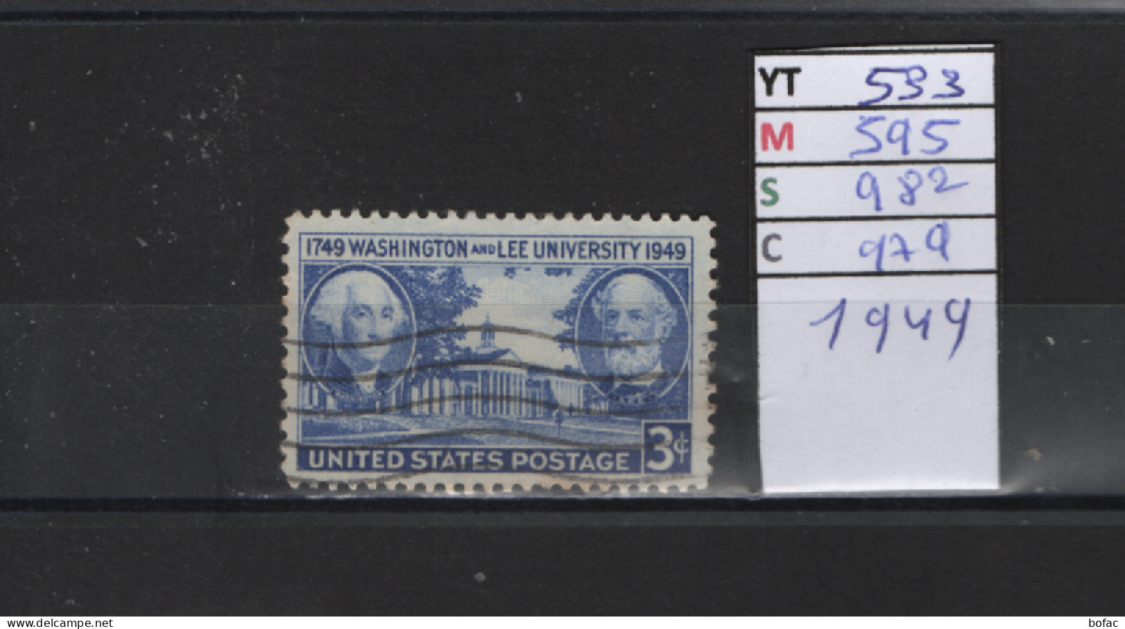 PRIX FIXE Obl 533 YT 595 MIC 982 SCOT 979 GIB Effigies De Washington & Lee , Université à Lexington 19 Etats Unis 58A/05 - Used Stamps