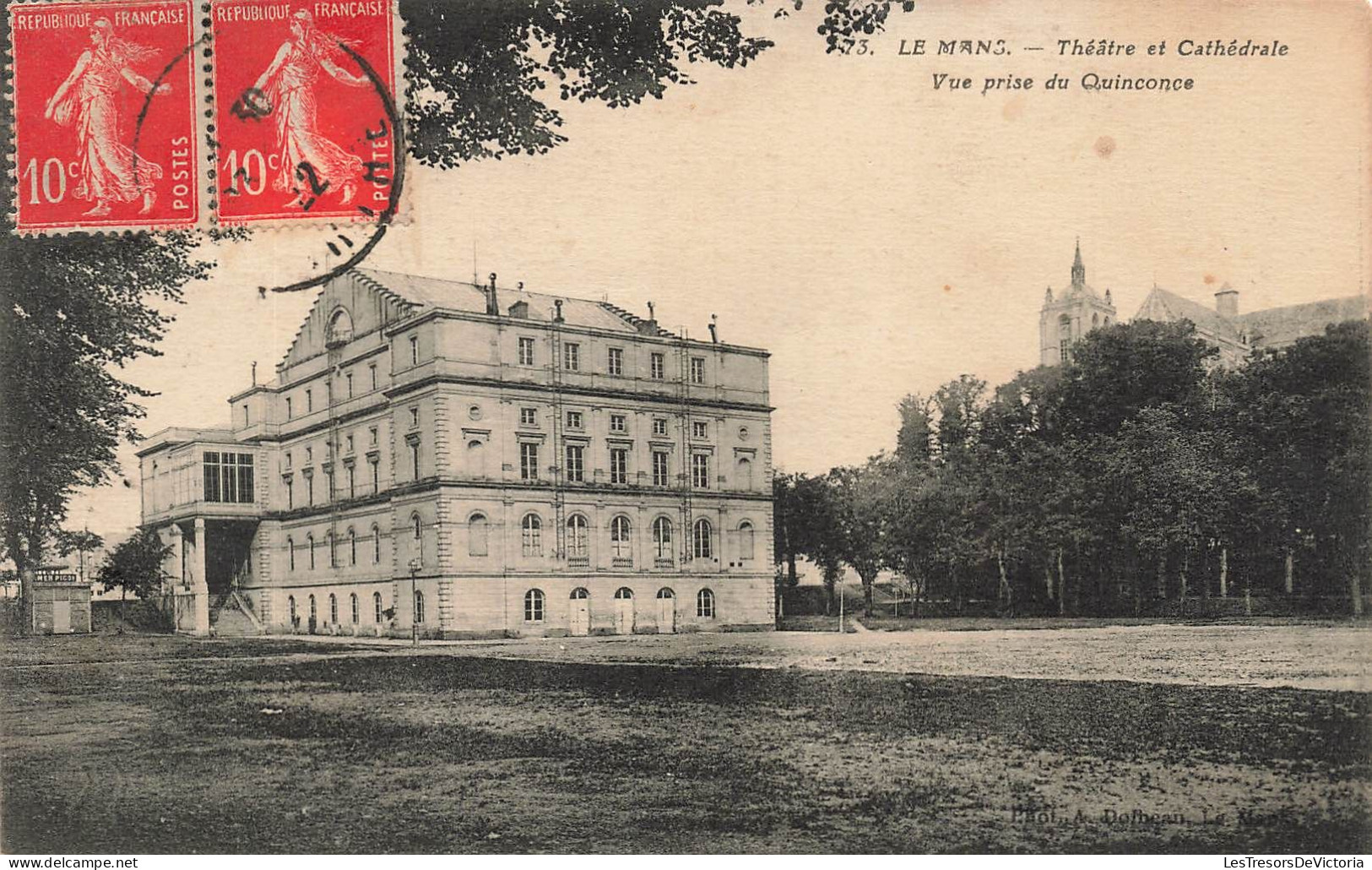 FRANCE - Le Mans - Théâtre Et Cathédrale - Vue Prise Du Quinconce - Carte Postale Ancienne - Le Mans