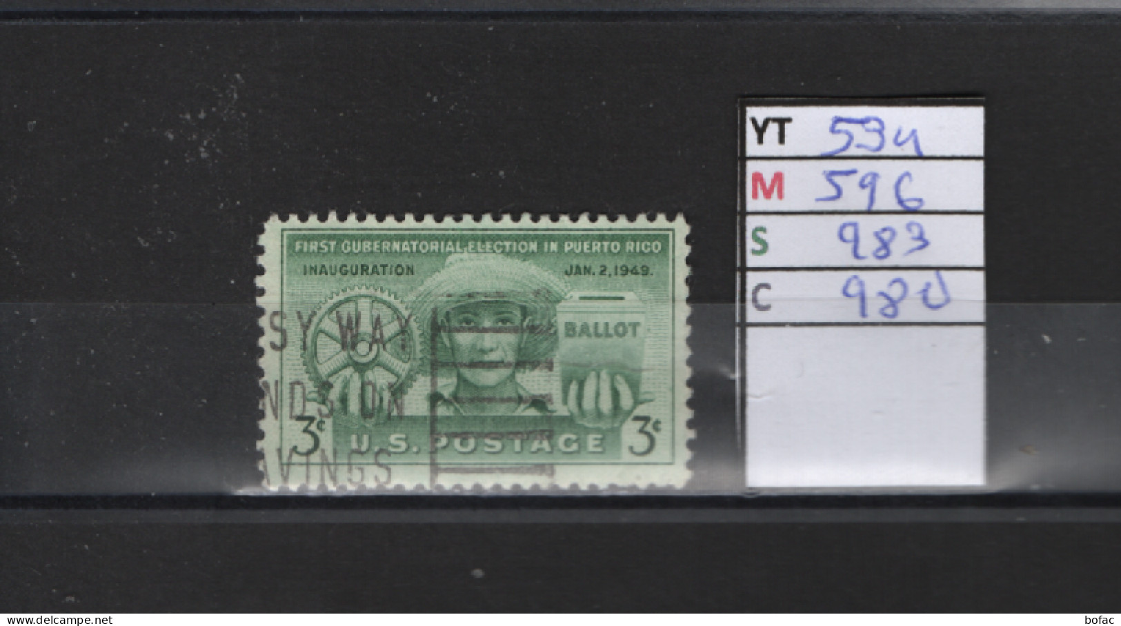 PRIX FIXE Obl 534 YT 596 MIC 983 SCO 980 GIB Roue Crantée Métis Et Urne 1949 Etats Unis 58A/05 - Used Stamps